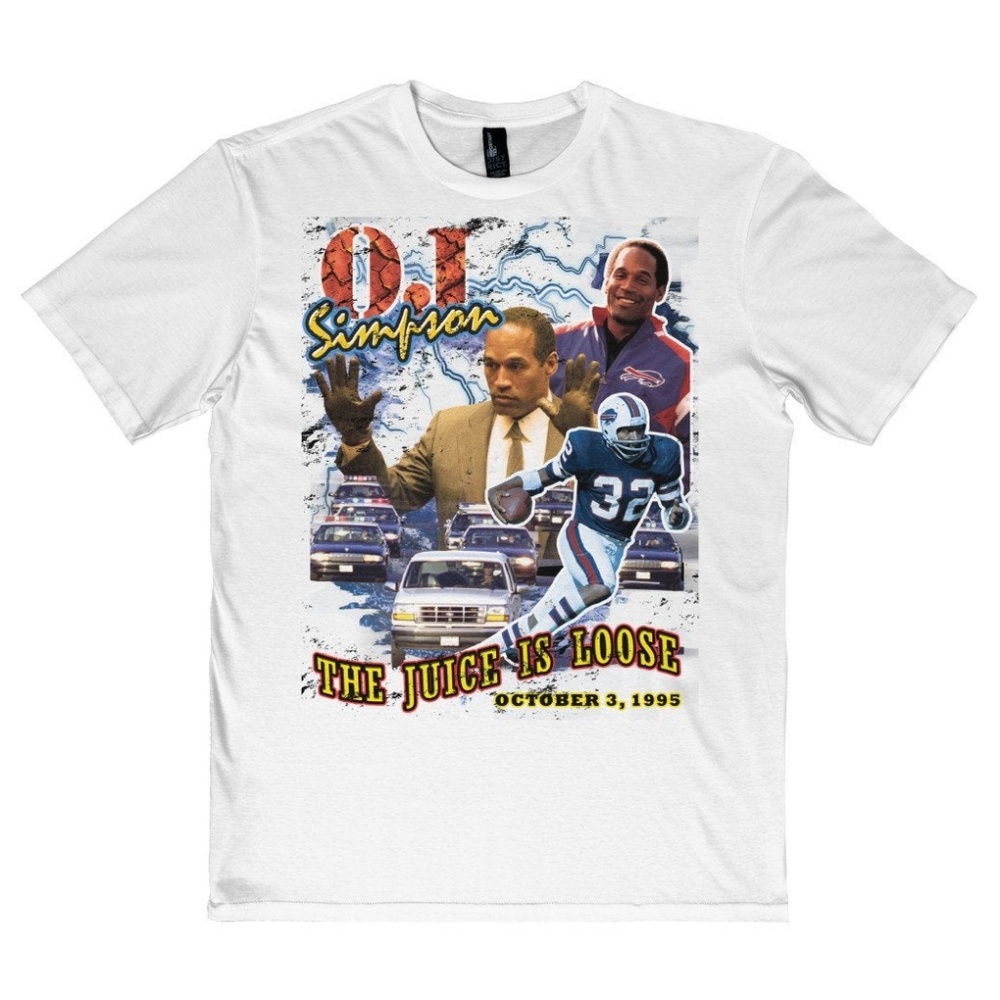 Vintage Style White OJ Simpson Funny Tee Shirt
